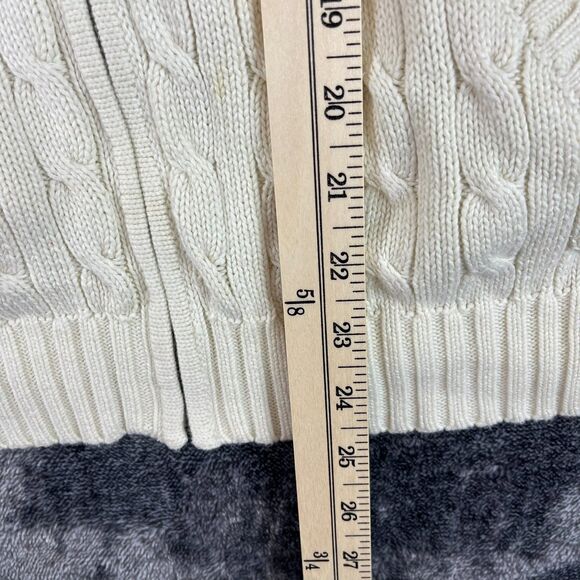Vtg Ralph Lauren Cable Knit Hooded Full Zip Cream Women's XL Jacket *Read - Picture 8 of 12